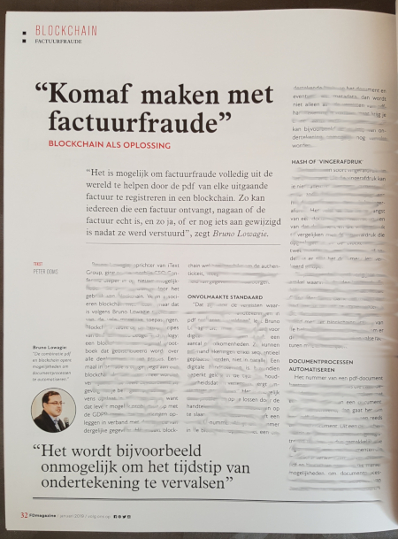 Article about Blockchain in FD Magazine