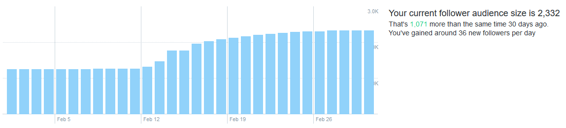 Increase of Twitter followers for a personal account