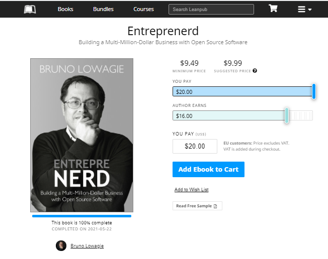 Entreprenerd landing page on Leanpub