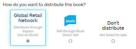 Three options to distribute your book printed by Blurb