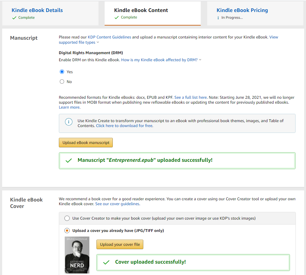 Amazon KDP eBook publishing: Step 2